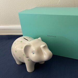 Tiffany Vintage Green Polka Dot Elephant Bank